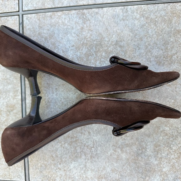 Salvatore Ferragamo Rasia Brown Suede 2" Kitten Heels - Picture 11 of 15